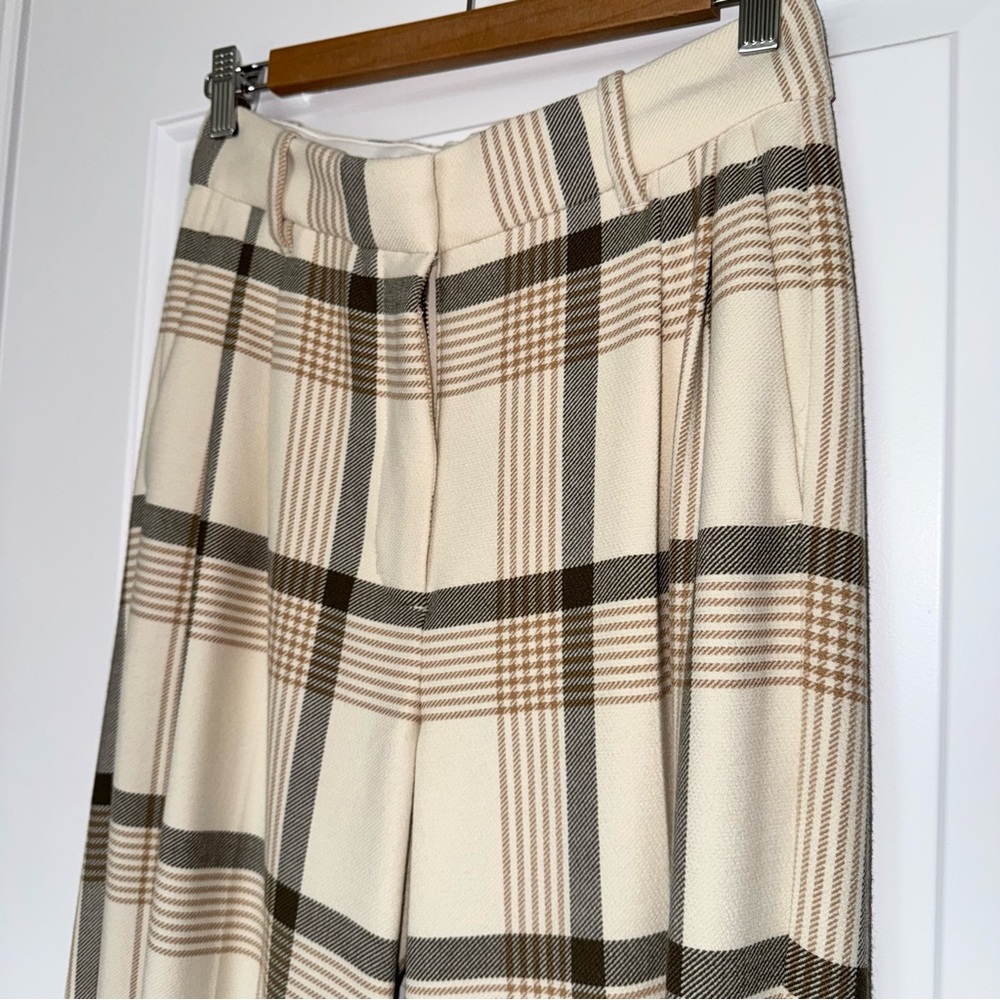 Wilfred Cream Plaid Wide-Leg Trousers - Picture 5 of 11